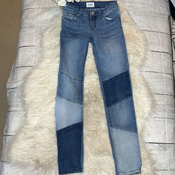 Hudson Jeans Skinny Denim Patch Jeans Girls sz 10 FLAW Stretch - Picture 2 of 8